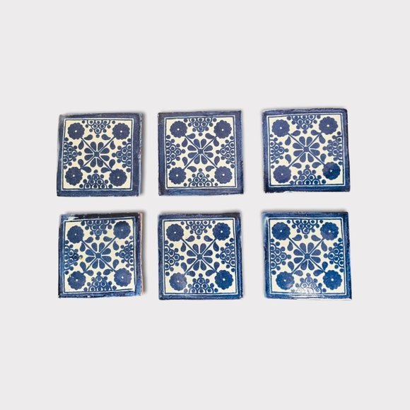 Tiles Artisan Terra Cotta Handmade Glazed Set of 6 - Picture 4 of 12